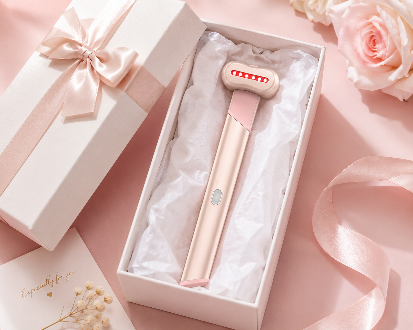 GlowRitual Eye Massager Rose Gold - hero product shot on white background